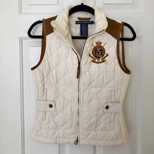 Ralph Lauren Tan Quilted Vest, Size Small